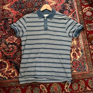 Billy Reid Polo Blue Stripe Size Medium